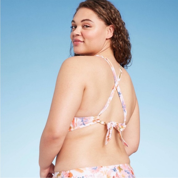 Shade & Shore Women's Braided Strap Triangle Longline Bikini Top - Picture 4 of 5